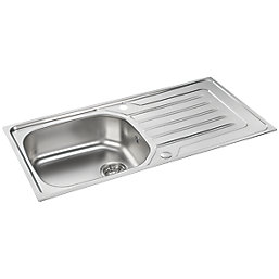 Carron Phoenix Onda 1 Bowl Stainless Steel Reversible Sink & Drainer  860mm x 500mm