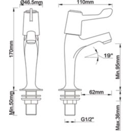 Essentials  Pillar Single Lever High Neck Sink Taps Chrome 1 Pair
