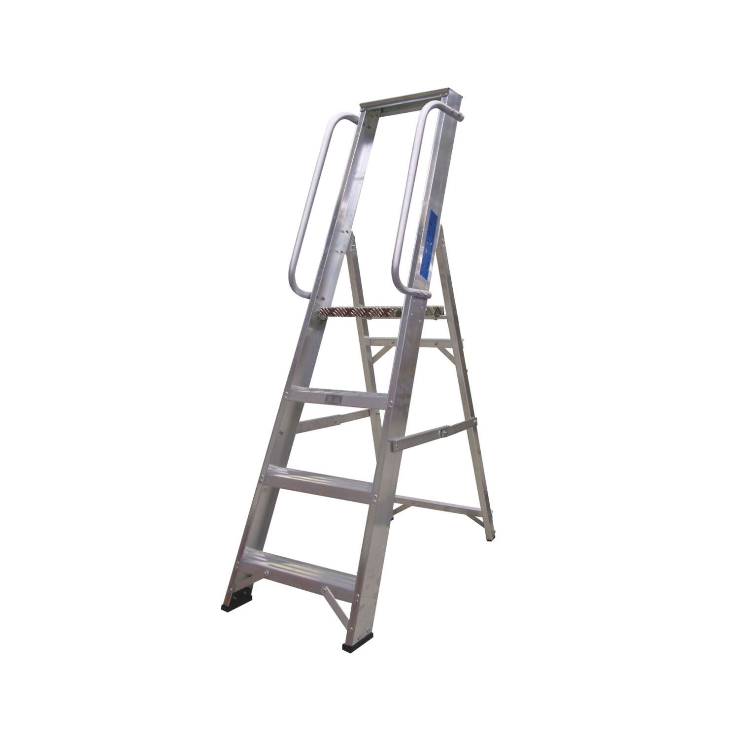 Lyte Aluminium 1.46m 4 Step Platform Step Ladder With Handrail (143FG)