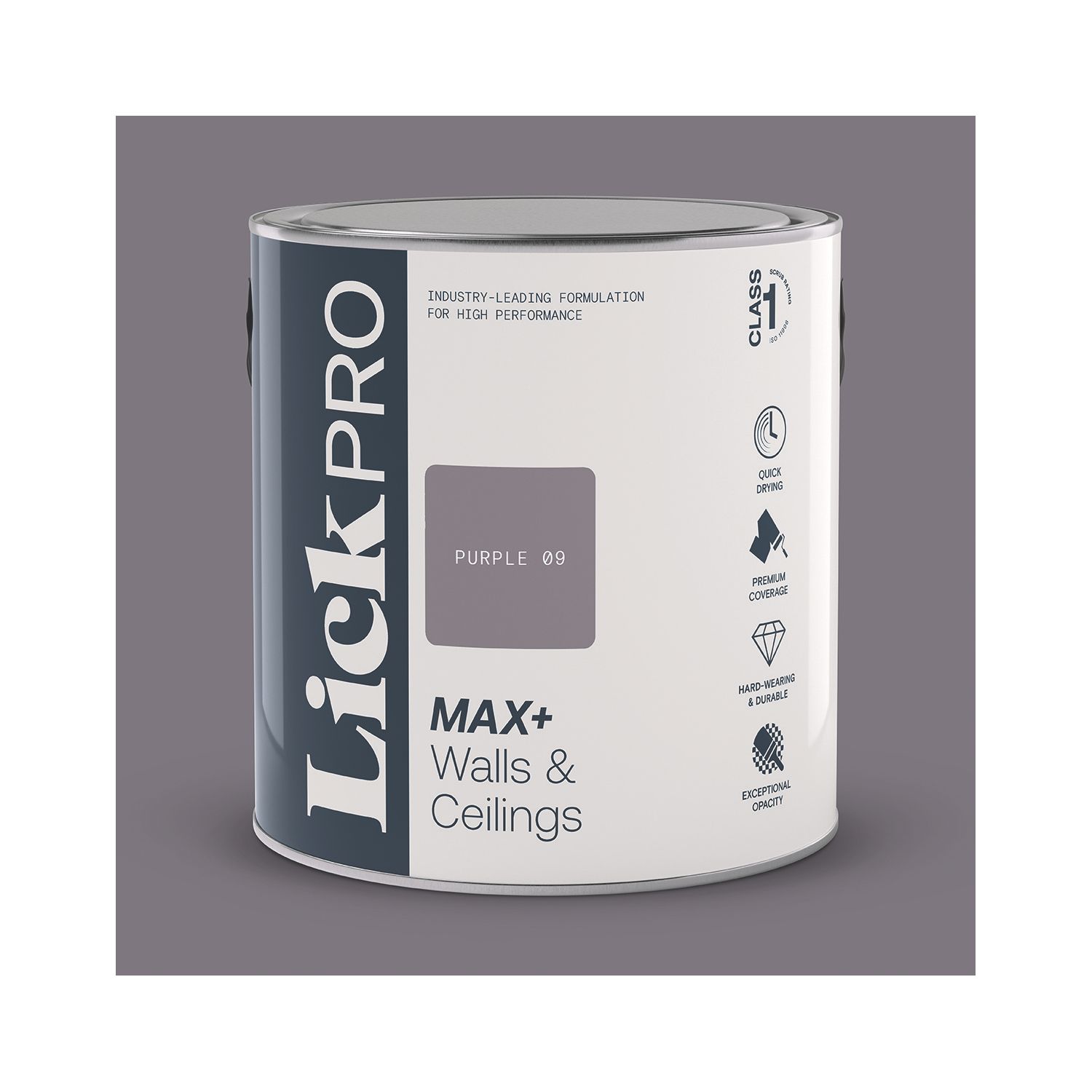 LickPro Max+ 2.5Ltr Purple 09 Matt Emulsion Paint (143JX)