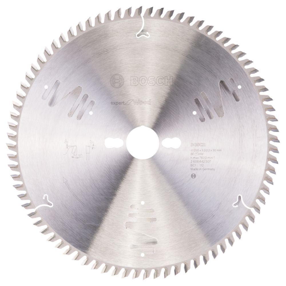 Bosch Expert Wood Circular Saw Blade 250mm x 30mm 80T - Screwfix