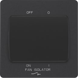 British General Evolve 10A 1-Gang 3-Pole Fan Isolator Switch Matt Black  with Black Inserts