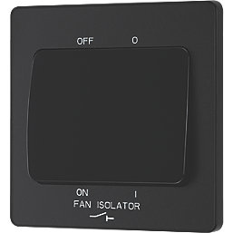 British General Evolve 10A 1-Gang 3-Pole Fan Isolator Switch Matt Black  with Black Inserts