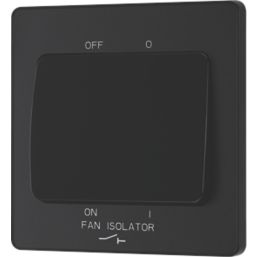 British General Evolve 10A 1-Gang 3-Pole Fan Isolator Switch Matt Black  with Black Inserts