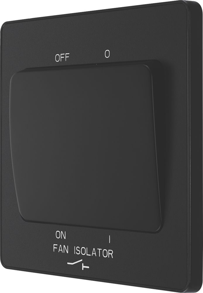 British General Evolve 10A 1-Gang 3-Pole Fan Isolator Switch Matt Black  with Black Inserts