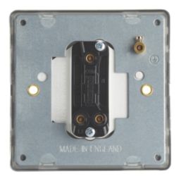 Contactum Lyric 10AX 1-Gang 2-Way Light Switch  Brushed Steel with White Inserts