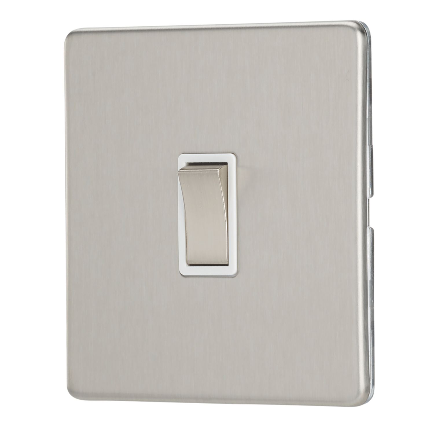 Contactum Lyric 10AX 1-Gang 2-Way Light Switch Brushed Steel with White Inserts (143RK)