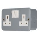 Contactum   13A 2-Gang DP Switched Metal Clad Socket  with White Inserts
