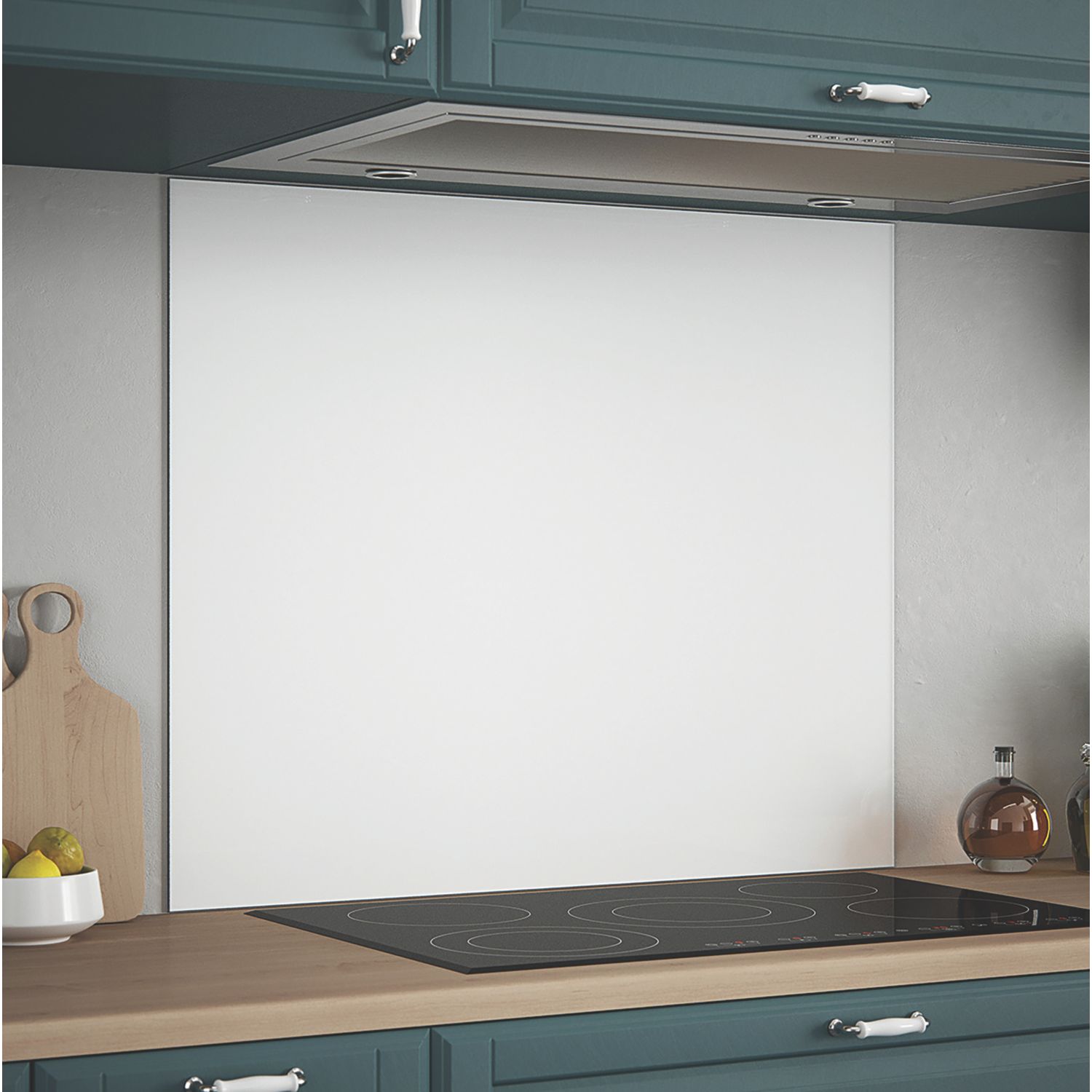 Splashback Ice White Self-Adhesive Glass Kitchen Splashback 900mm x 750mm x 6mm (143RX)