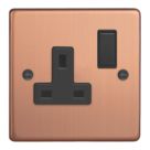 Varilight  13A 1-Gang 2-Pole Switched Socket Brushed Copper  with Black Inserts