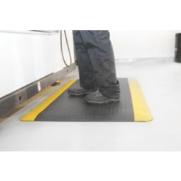 COBA Safety Deckplate Anti-Fatigue Floor Mat Black/Yellow 3m x 0.9m x 14mm