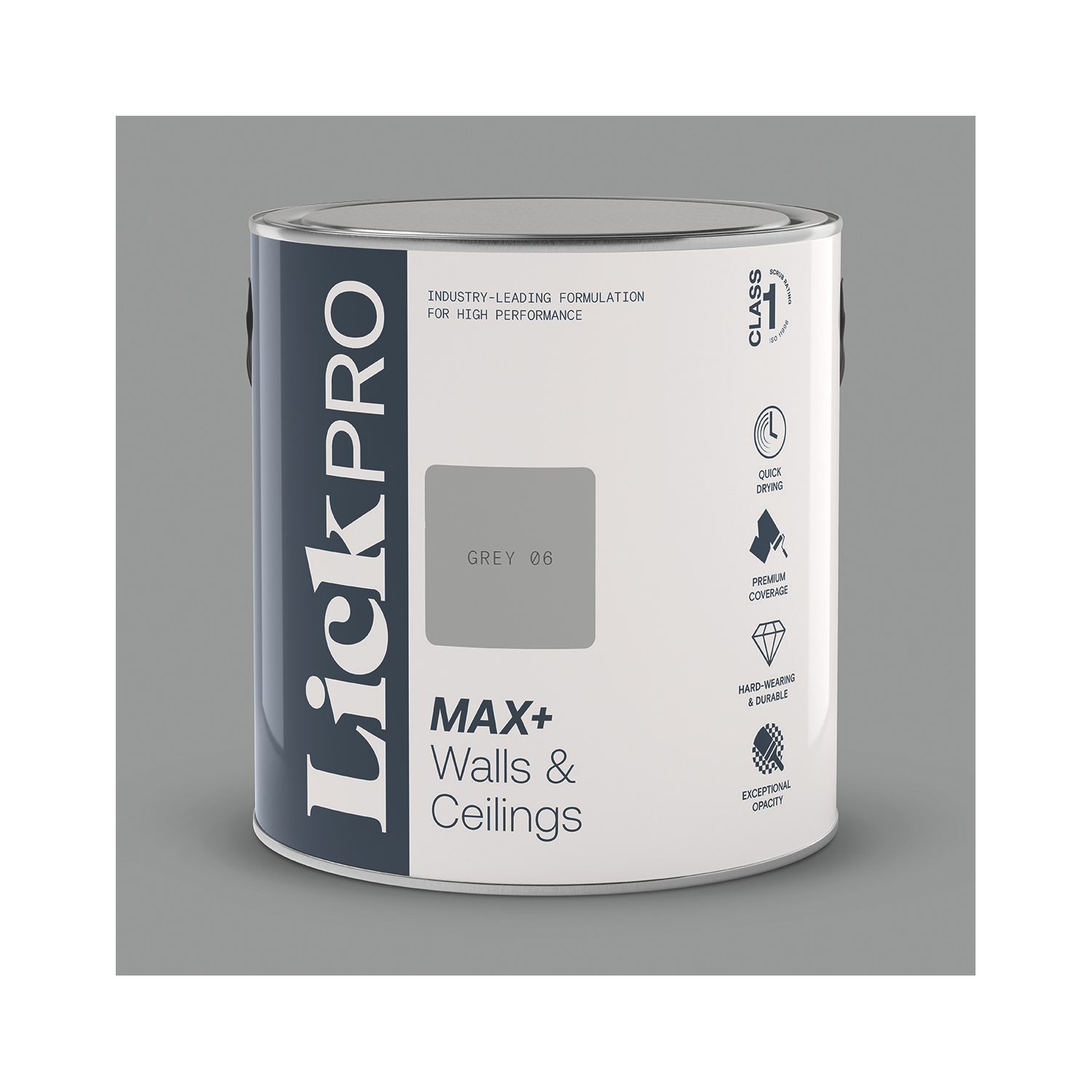 LickPro Max+ 2.5Ltr Grey 06 Matt Emulsion Paint (144JY)