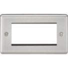 Knightsbridge Raised Rounded 4-Module Modular Faceplate Brushed Chrome