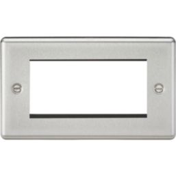 Knightsbridge Raised Rounded 4-Module Modular Faceplate Brushed Chrome