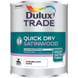 Dulux Trade 1Ltr Pure Brilliant White Satin Water-Based Trim Paint
