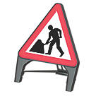 Melba Swintex Q Sign Triangular "Men at Work" Traffic Sign 870mm x 1220mm