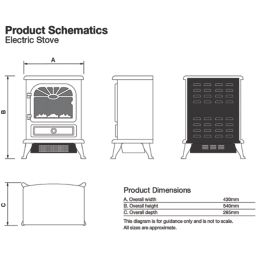 Focal Point ES2000 Black Electric Stove 430mm x 540mm