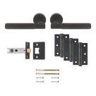 Smith & Locke Skiddaw Door Handle, Latch & Hinge Set Matt Black 6 Pcs