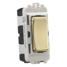 Knightsbridge  20AX Grid SP Centre Off Control Switch Brushed Brass