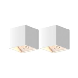 Calex Falerna Outdoor Rechargeable LED Up & Down Wall Lights With PIR & Photocell Sensor White 70lm 2 Pack