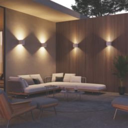 Calex Falerna Outdoor Rechargeable LED Up & Down Wall Lights With PIR & Photocell Sensor White 70lm 2 Pack