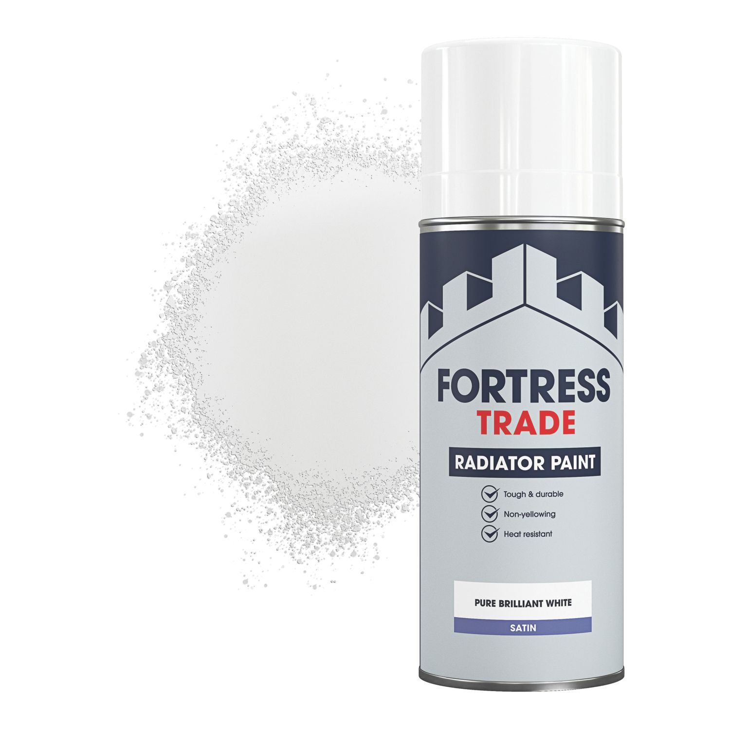 Fortress Trade 400ml White Satin Heat Resistant Radiator Spray Paint (145JM)
