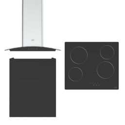 Cooke & Lewis  56cm Ceramic Hob, Hood & Splashback Black