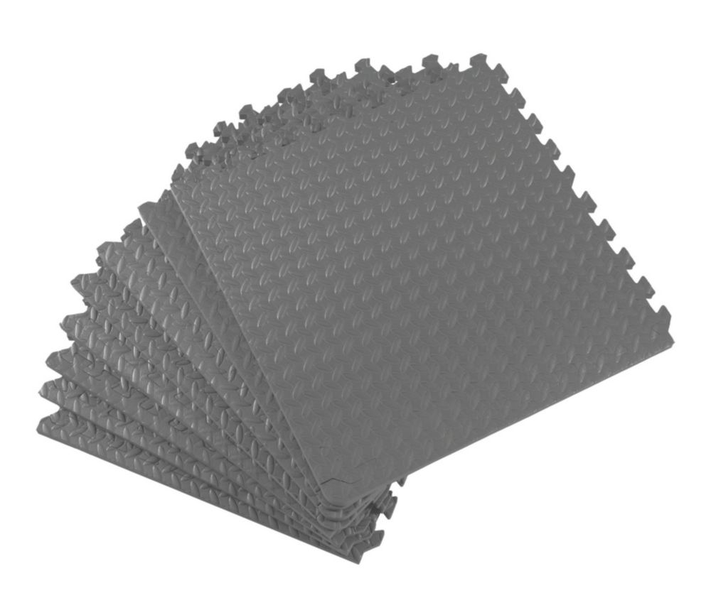 Essentials Interlocking Floor Tiles Grey 20mm 8 Pack Screwfix