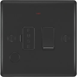 British General Nexus Metal 13A Switched Fused Spur & Flex Outlet with LED Matt Black with Colour-Matched Inserts