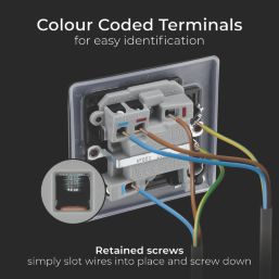 British General Nexus Metal 13A Switched Fused Spur & Flex Outlet with LED Matt Black with Colour-Matched Inserts
