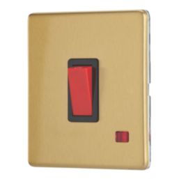Contactum Lyric 32A 1-Gang DP Control Switch Brushed Brass with Neon with Black Inserts