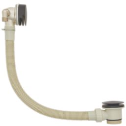 Highlife Bathrooms  Matt Black Round Head Bath Overflow Filler Tap  With Clicker Waste