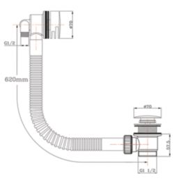 Highlife Bathrooms  Matt Black Round Head Bath Overflow Filler Tap  With Clicker Waste