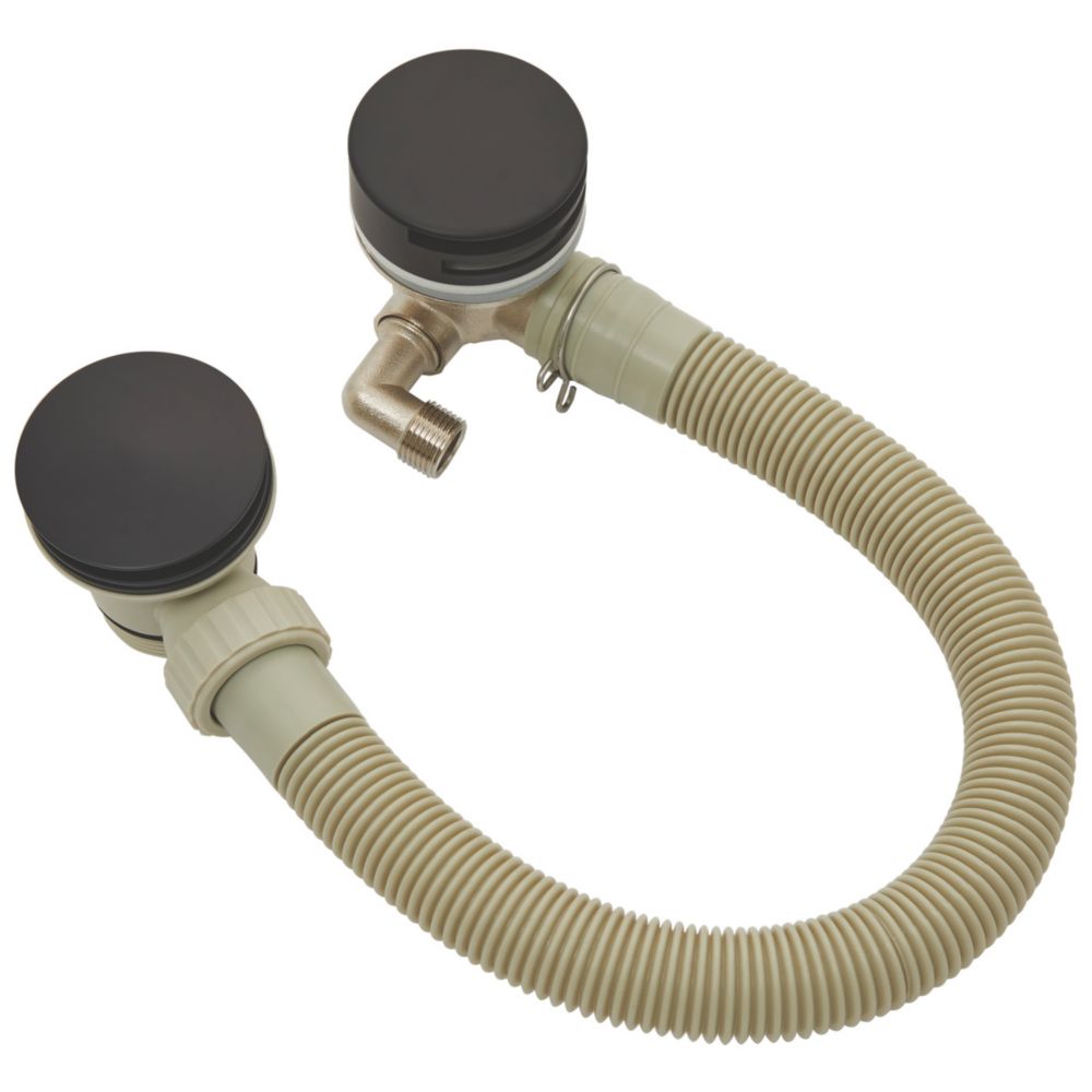 Highlife Bathrooms Matt Black Round Head Bath Overflow Filler Tap With ...