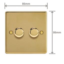 Varilight V-Pro 2-Gang 2-Way LED Dimmer Switch  Polished Brass with Colour-Matched Inserts