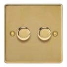 Varilight V-Pro 2-Gang 2-Way LED Dimmer Switch  Polished Brass with Colour-Matched Inserts