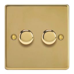 Varilight V-Pro 2-Gang 2-Way LED Dimmer Switch  Polished Brass with Colour-Matched Inserts