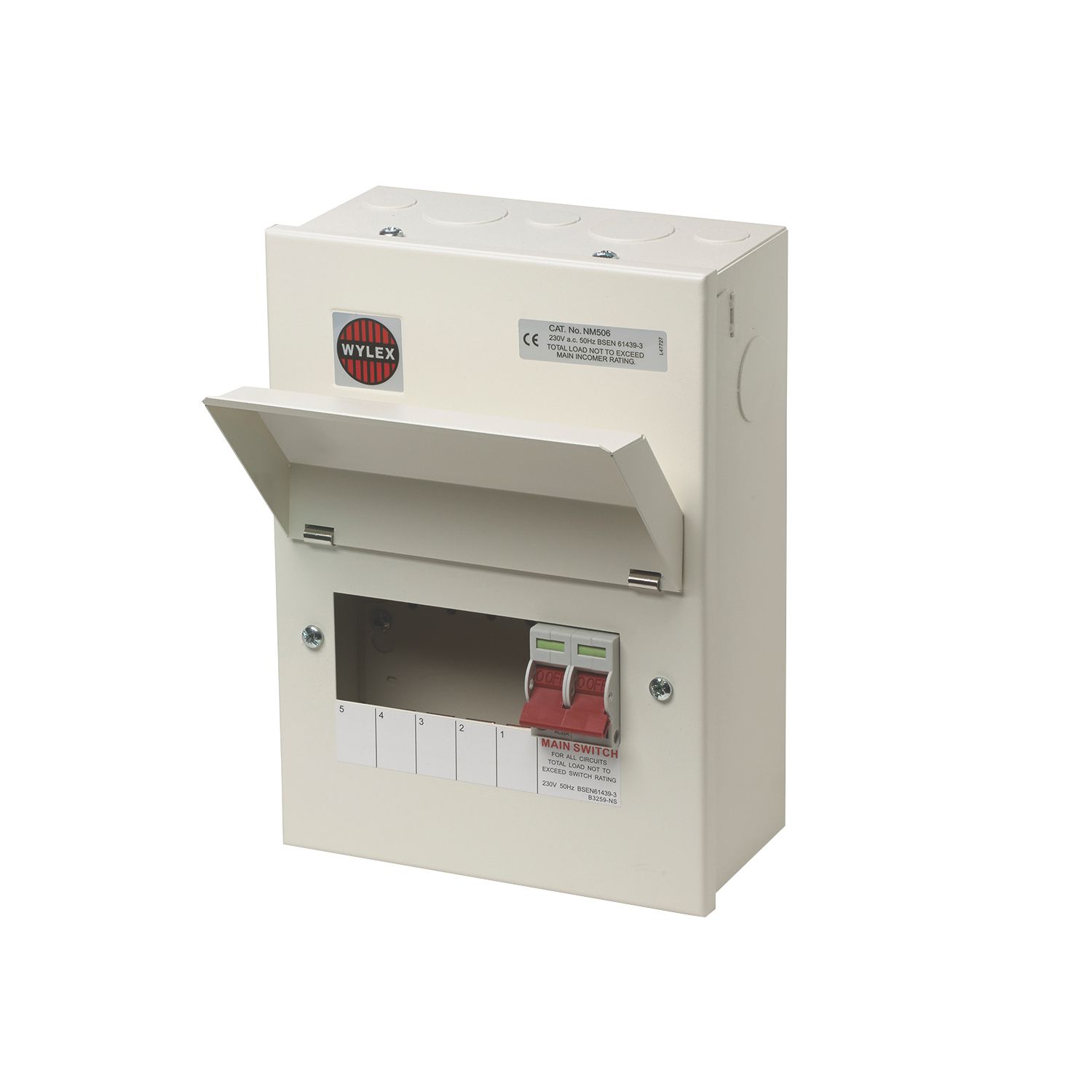 Wylex 7-Module 5-Way Part-Populated Main Switch Consumer Unit (1460J)