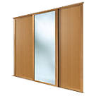 Spacepro Shaker 3-Door Sliding Wardrobe Doors Oak Frame Oak / Mirror Panel 2136mm x 2260mm