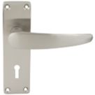 Smith & Locke Elegance Fire Rated Lock Door Handles  Pair Brushed Nickel