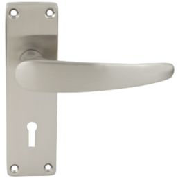 Smith & Locke Elegance Fire Rated Lock Door Handles  Pair Brushed Nickel
