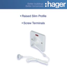 Hager Sollysta WMCS50N 50A 2-Way Ceiling Switch White with LED