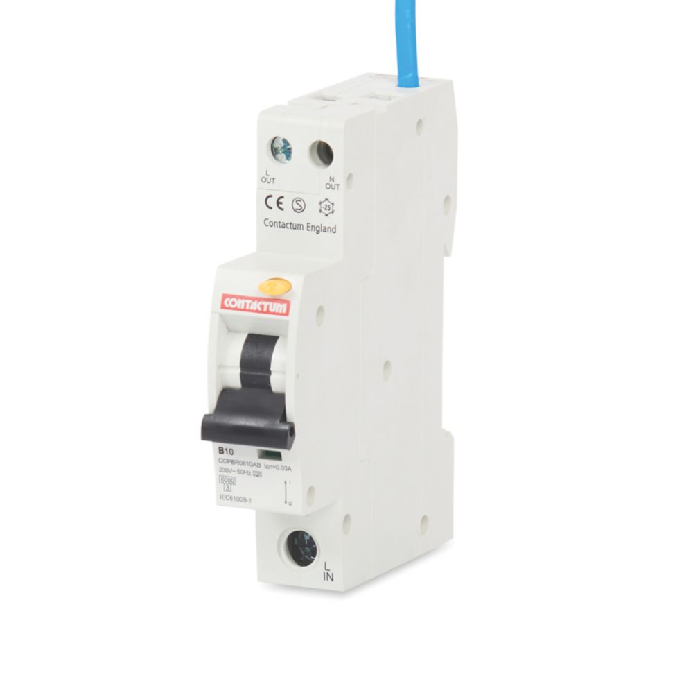 Contactum Defender 10A 30mA SP Type B Compact RCBO - Screwfix