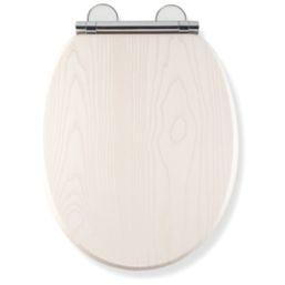 White wooden toilet seat soft clearance close