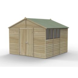 Forest Beckwood 10' x 9' 6" (Nominal) Apex Shiplap Timber Shed with Base