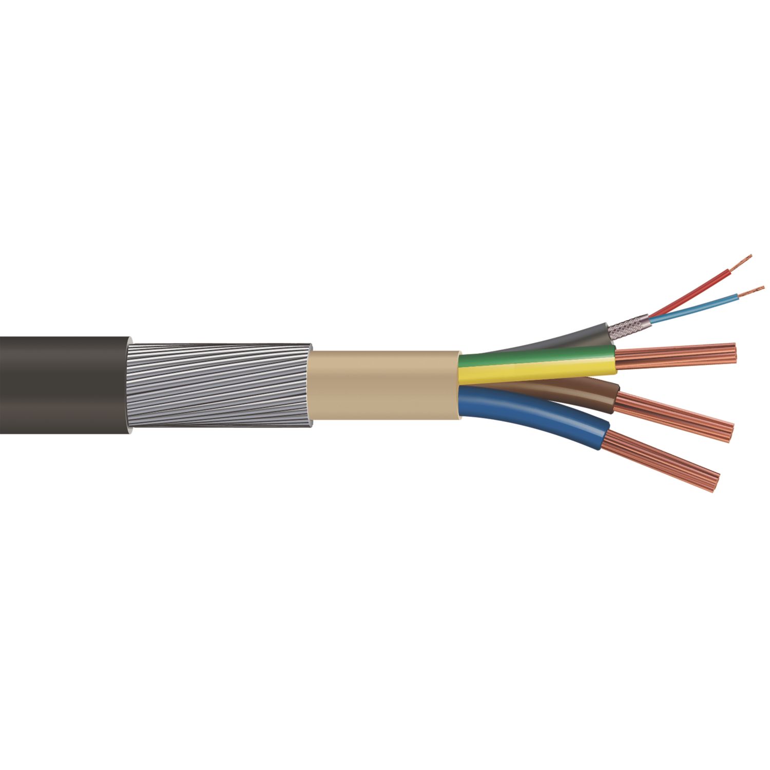 Time EV-Ultra Black 3-Core 6mm² & 2-Core Screened Armoured EV Charging Cable 1m Coil (146RG)