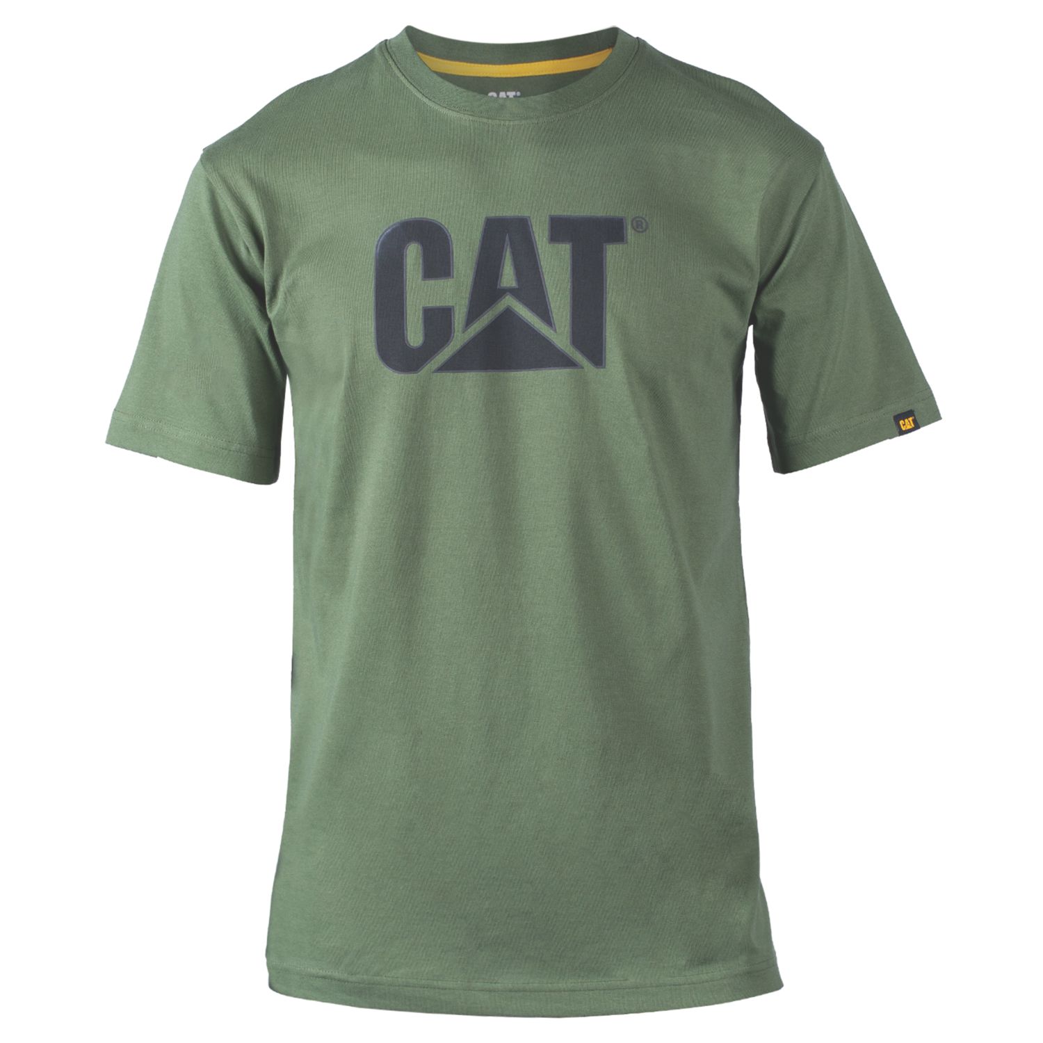 CAT Trademark Logo T-Shirt Short Sleeve Tee Shirts Dark Green X Large 44" Chest (146XT)