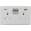 Knightsbridge Screwless 13A 2-Gang DP Switched Socket + 2.25A 45W 2-Outlet Type A & C USB Charger Brushed Chrome with White Inserts