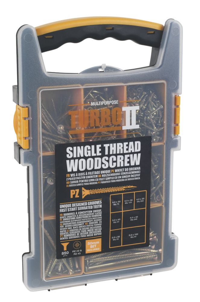 Turbo II PZ DoubleCountersunk Multipurpose Screws Grab Pack 850 Pcs