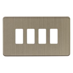 Knightsbridge  4-Module Grid Faceplate Antique Brass